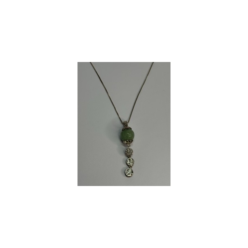 925 Sterling Silver Jadeite Necklace Length 18 Inch