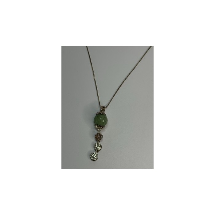 925 Sterling Silver Jadeite Necklace Length 18 Inch