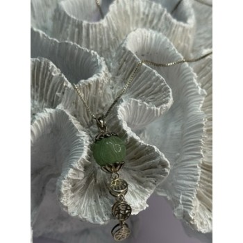 925 Sterling Silver Jadeite Necklace Length 18 Inch