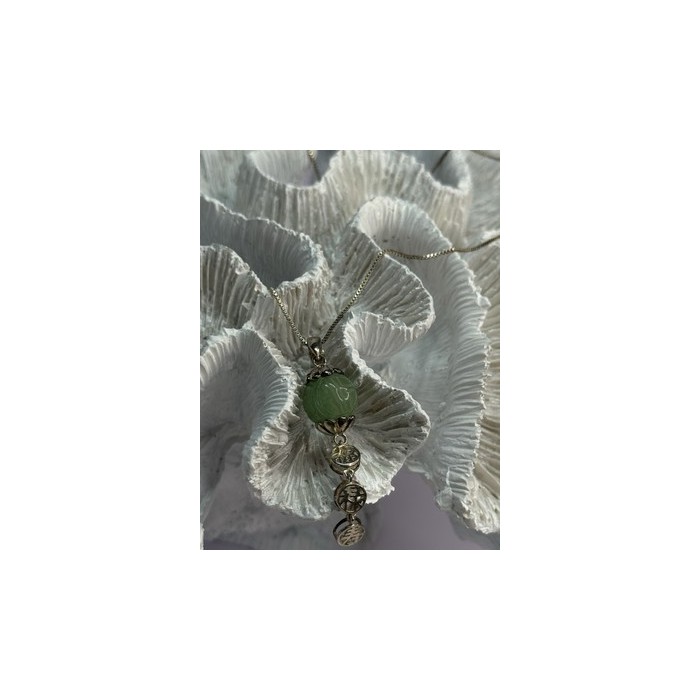 925 Sterling Silver Jadeite Necklace Length 18 Inch