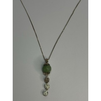 925 Sterling Silver Jadeite Necklace Length 18 Inch