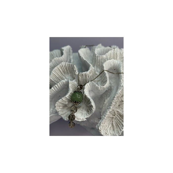 925 Sterling Silver Jadeite Necklace Length 18 Inch