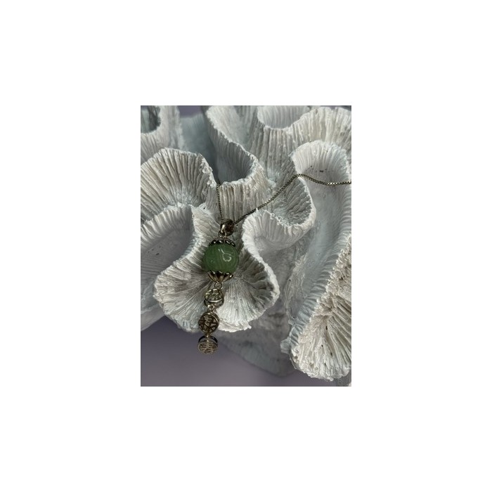 925 Sterling Silver Jadeite Necklace Length 18 Inch