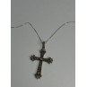 925 Sterling Silver Diamond Cross Necklace Length 30 Inch