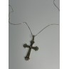 925 Sterling Silver Diamond Cross Necklace Length 30 Inch