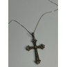 925 Sterling Silver Diamond Cross Necklace Length 30 Inch