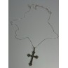925 Sterling Silver Diamond Cross Necklace Length 30 Inch