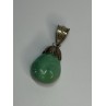 Vintage 925 Sterling Silver Malachite Pendant Length 2 Inch