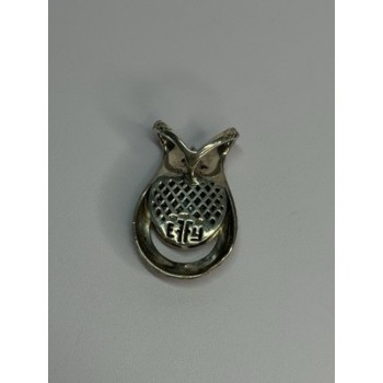 925 Sterling Silver 18k Yellow Gold Topaz & Sapphire Pendant Length 1.3 Inch