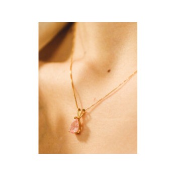 14 K YELLOW GOLD MORGANITE CHAIN WITH PENDANT