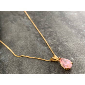 14 K YELLOW GOLD MORGANITE CHAIN WITH PENDANT