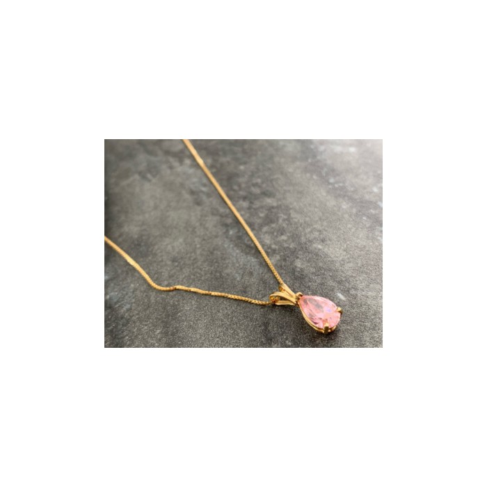 14 K YELLOW GOLD MORGANITE CHAIN WITH PENDANT