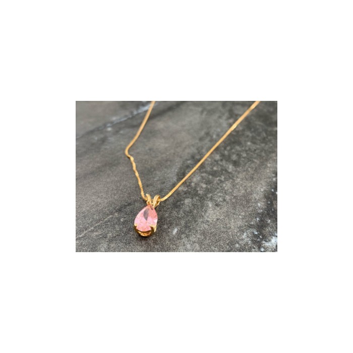14 K YELLOW GOLD MORGANITE CHAIN WITH PENDANT
