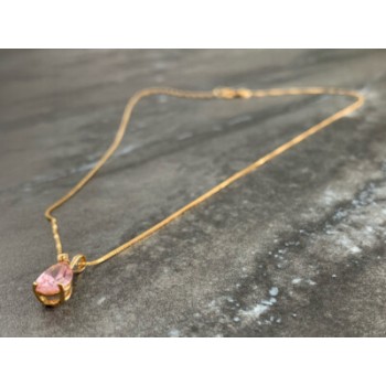 14 K YELLOW GOLD MORGANITE CHAIN WITH PENDANT