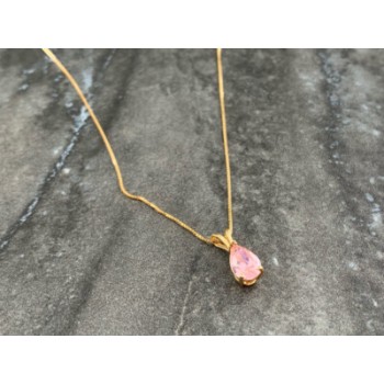 14 K YELLOW GOLD MORGANITE CHAIN WITH PENDANT