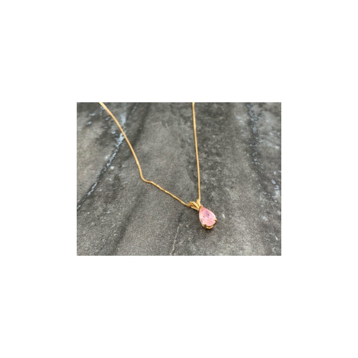 14 K YELLOW GOLD MORGANITE CHAIN WITH PENDANT
