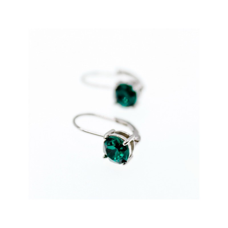 925 Sterling Silver Emerald Classic Earrings