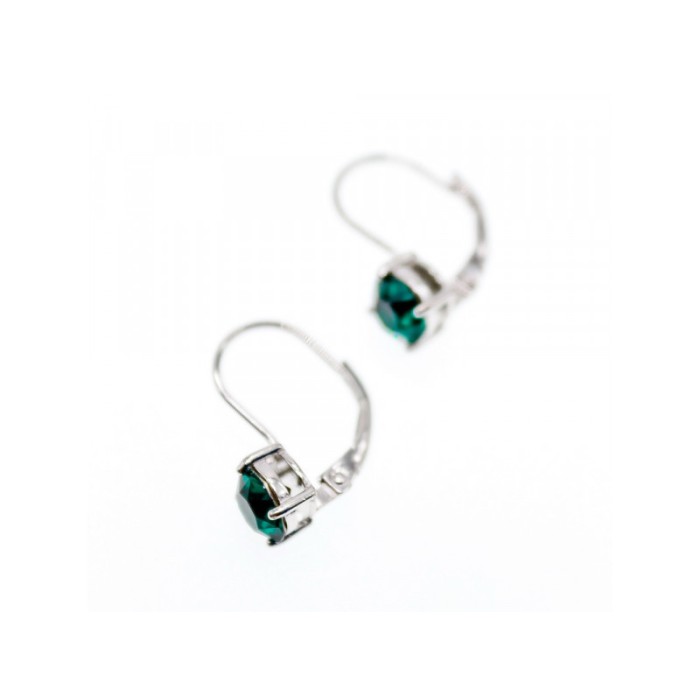 925 Sterling Silver Emerald Classic Earrings