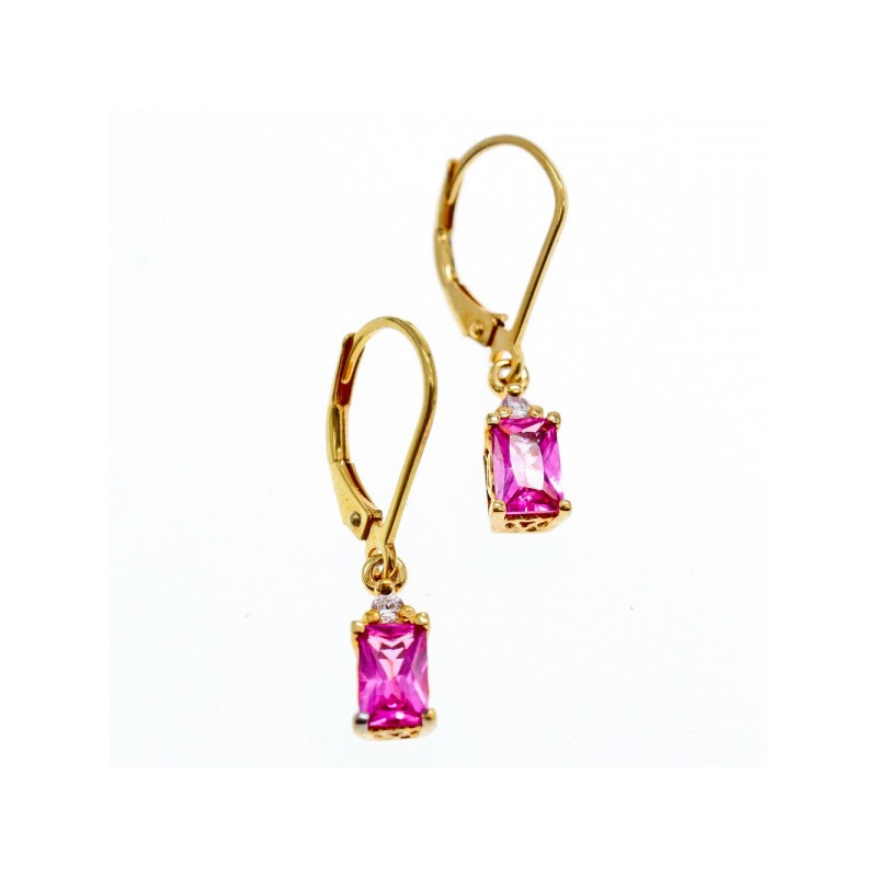 925 Sterling Silver Gold Plated Pink Topaz & Goshenite Earrings
