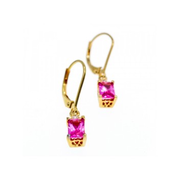 925 Sterling Silver Gold Plated Pink Topaz & Goshenite Earrings