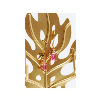 925 Sterling Silver Gold Plated Pink Topaz & Goshenite Earrings