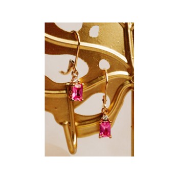 925 Sterling Silver Gold Plated Pink Topaz & Goshenite Earrings