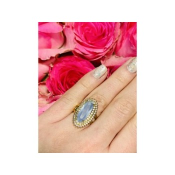 925 Sterling Silver Blue Alpanite Ring Size 10.25