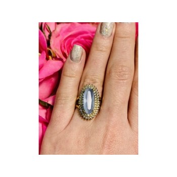 925 Sterling Silver Blue Alpanite Ring Size 10.25