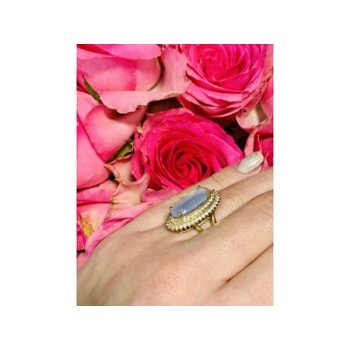 925 Sterling Silver Blue Alpanite Ring Size 10.25