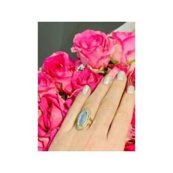 925 Sterling Silver Blue Alpanite Ring Size 10.25