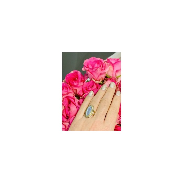 925 Sterling Silver Blue Alpanite Ring Size 10.25