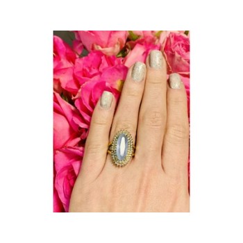 925 Sterling Silver Blue Alpanite Ring Size 10.25