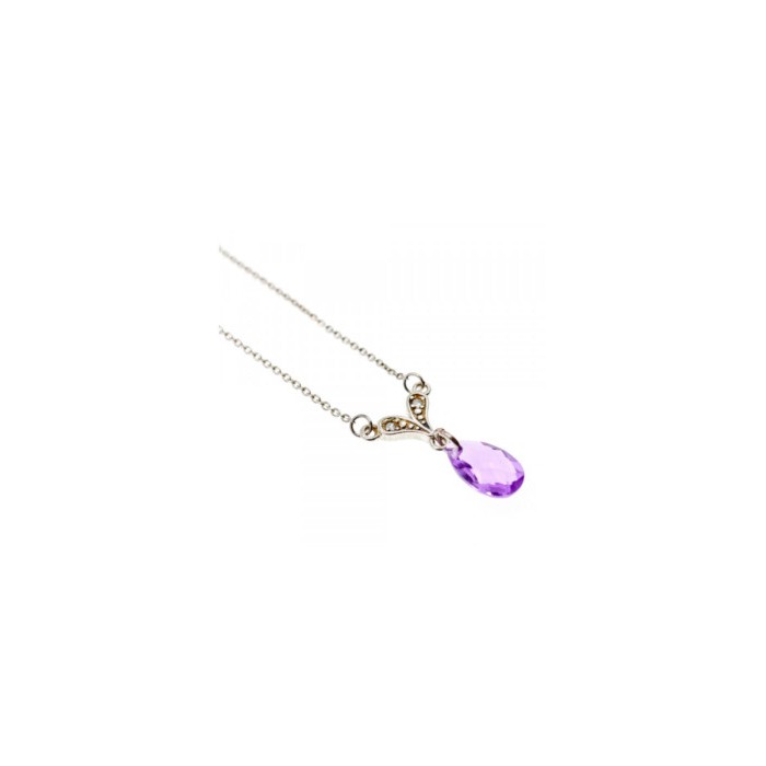 925 STERLING SILVER AMETHYST & CZ NECKLACE PENDANT