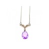 925 STERLING SILVER AMETHYST & CZ NECKLACE PENDANT