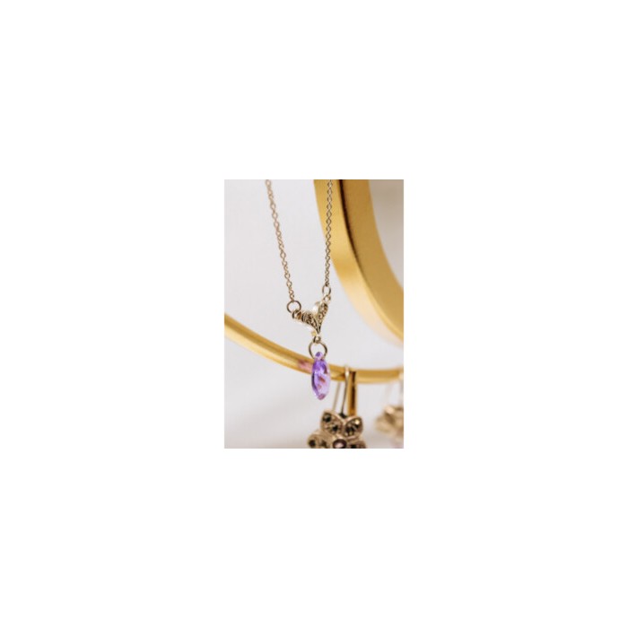 925 STERLING SILVER AMETHYST & CZ NECKLACE PENDANT