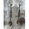 925 Sterling Silver Citrine & Marcasite Earrings Length 2.2 Inch