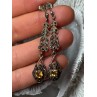 925 Sterling Silver Citrine & Marcasite Earrings Length 2.2 Inch