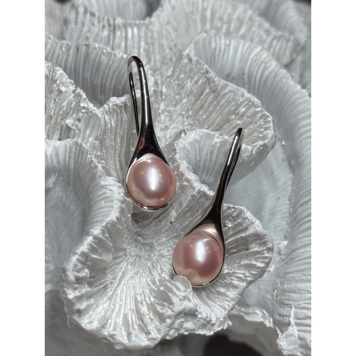 925 STERLING SILVER PEARL EARRINGS LENGTH 1.2 INCH