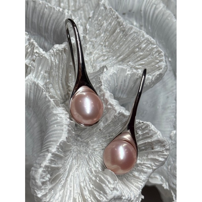 925 STERLING SILVER PEARL EARRINGS LENGTH 1.2 INCH