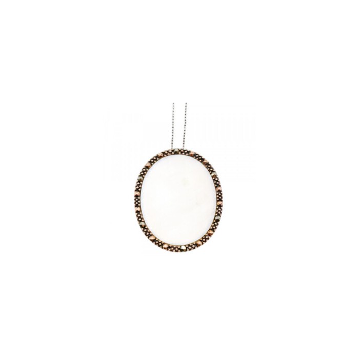 925 Sterling Silver Mother Of Pearl & Marcasites Chain With Pendant