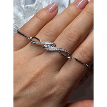925 Sterling Silver CZ Bracelet Slider