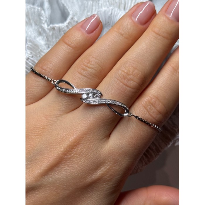 925 Sterling Silver CZ Bracelet Slider
