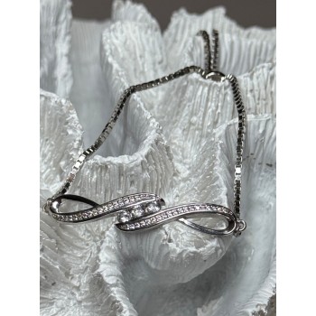 925 Sterling Silver CZ Bracelet Slider