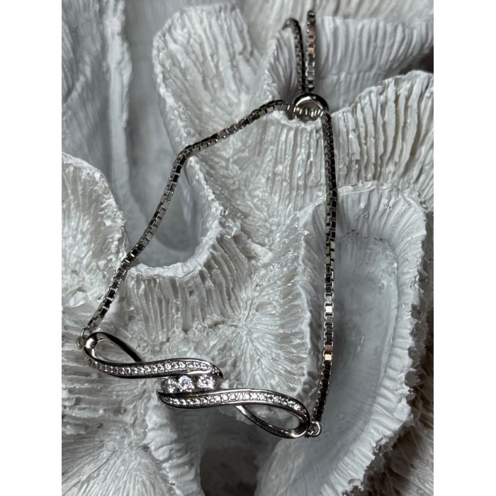 925 Sterling Silver CZ Bracelet Slider