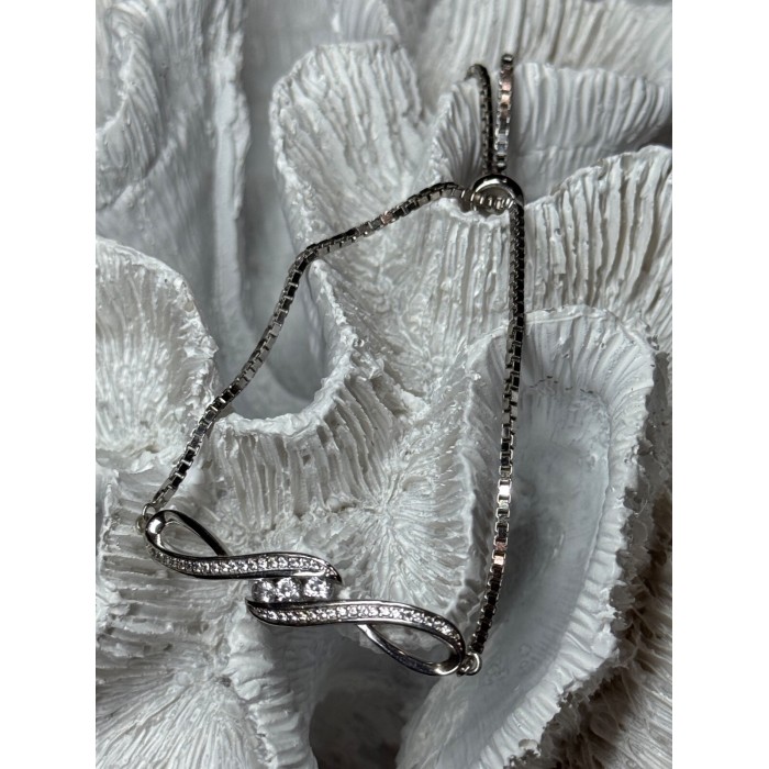 925 Sterling Silver CZ Bracelet Slider