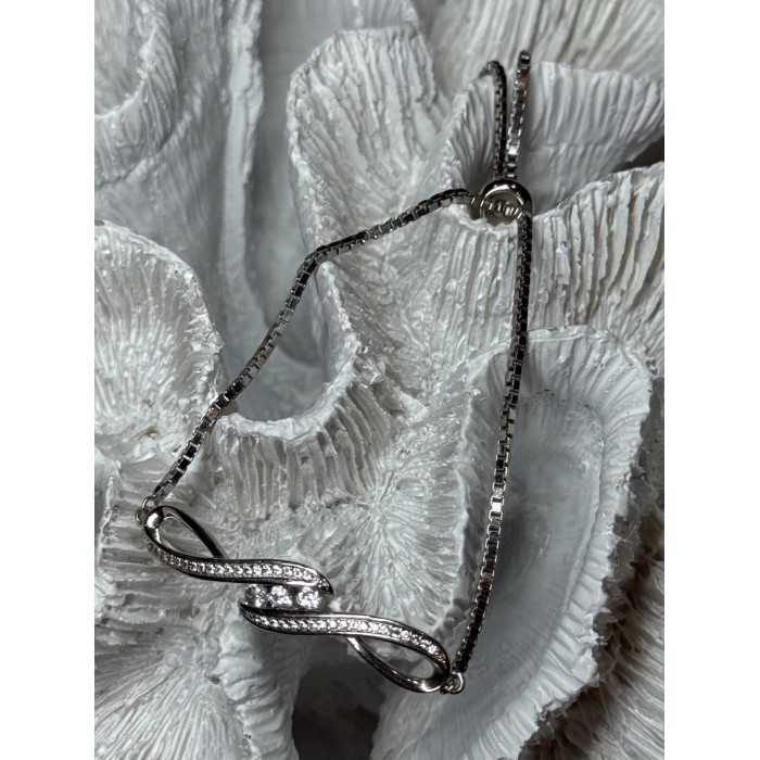 925 Sterling Silver CZ Bracelet Slider