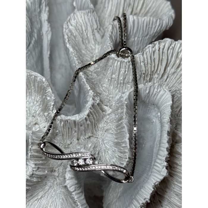 925 Sterling Silver CZ Bracelet Slider