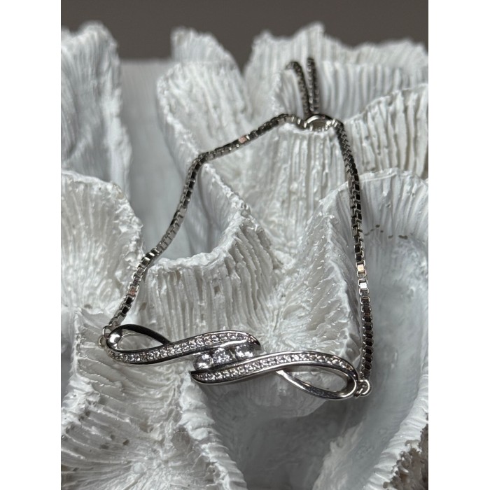 925 Sterling Silver CZ Bracelet Slider