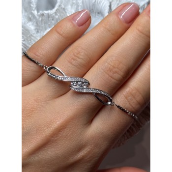 925 Sterling Silver CZ Bracelet Slider