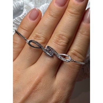 925 Sterling Silver CZ Bracelet Slider